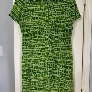 Ladies Size 14 Papel Green Patterned Dress